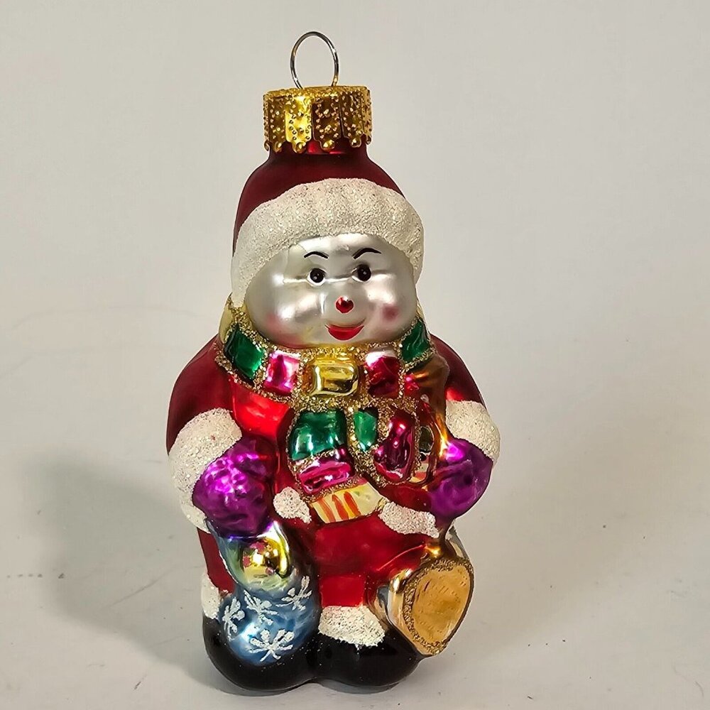 Christmas Ornament Blown Glass Snowman Holiday Snow Man Hanging Unique Treasures